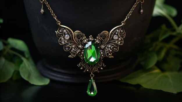 Ornate green necklace