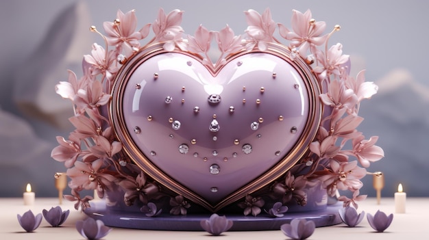 Photo ornate heart with floral accents