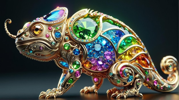 Ornate JewelEncrusted Mechanical Chameleon