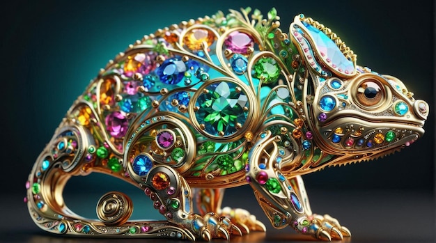 Ornate JewelEncrusted Mechanical Chameleon