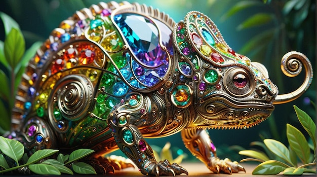 Ornate JewelEncrusted Mechanical Chameleon