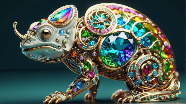 Ornate JewelEncrusted Mechanical Chameleon