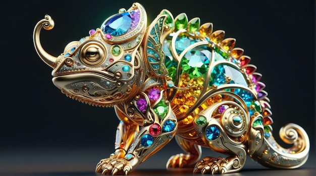 Ornate JewelEncrusted Mechanical Chameleon