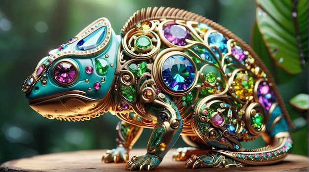 Ornate JewelEncrusted Mechanical Chameleon