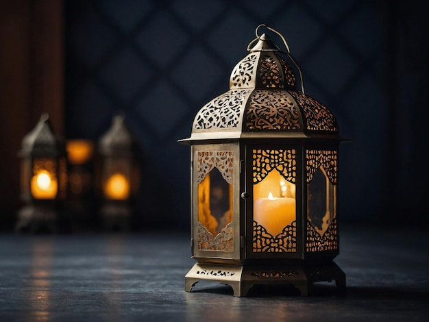 Ornate lantern for Ramadan with room for text