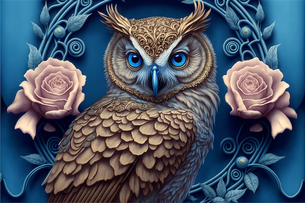 Ornate Owl Illustration with Intricate Details