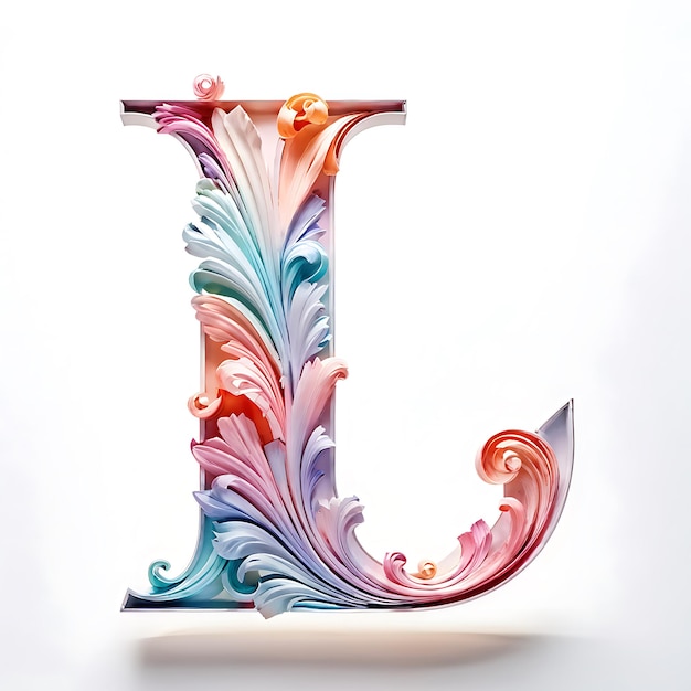 Photo ornate papercut letter l in pastel colors