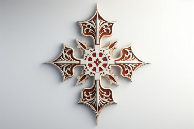 Photo ornate red and white decorative cross