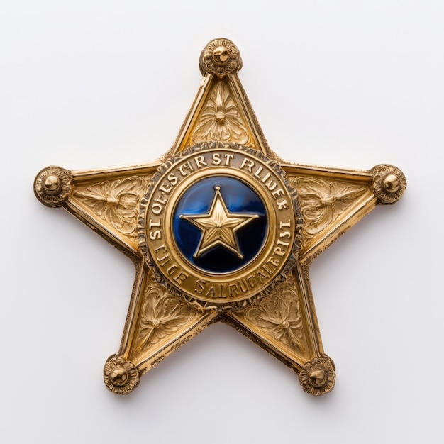 Photo ornate sheriffs star badge with engraved text