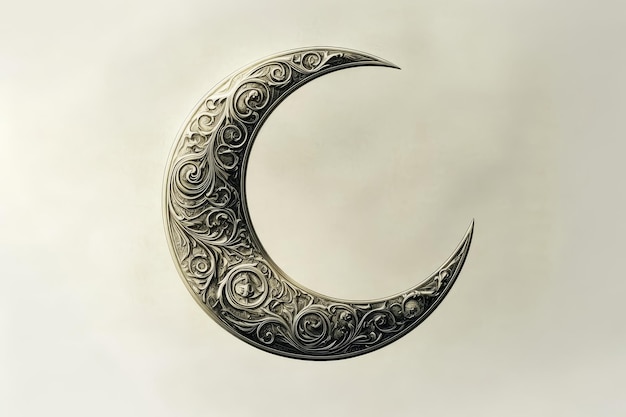 Photo ornate silver crescent moon