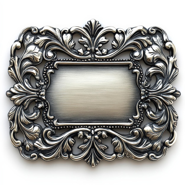 Photo ornate silver frame with blank plaque