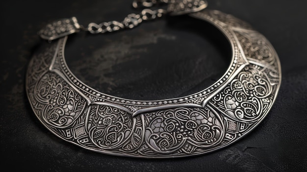 Photo ornate silver necklace with intricate detail