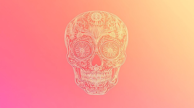 Ornate Sugar Skull on Gradient Background