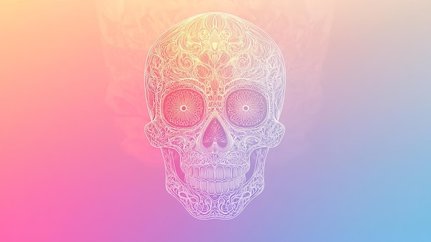 Ornate Sugar Skull on Gradient Background