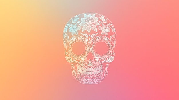 Ornate Sugar Skull on Gradient Background