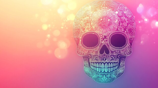 Ornate Sugar Skull on Gradient Background