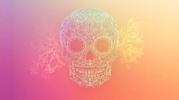 Ornate Sugar Skull on Gradient Background