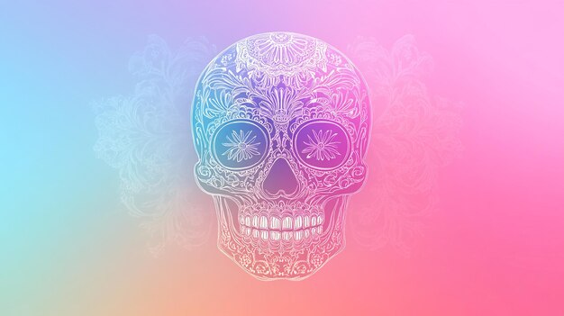 Ornate Sugar Skull on Gradient Background