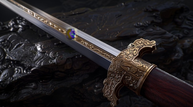 Ornate Sword on Dark Background