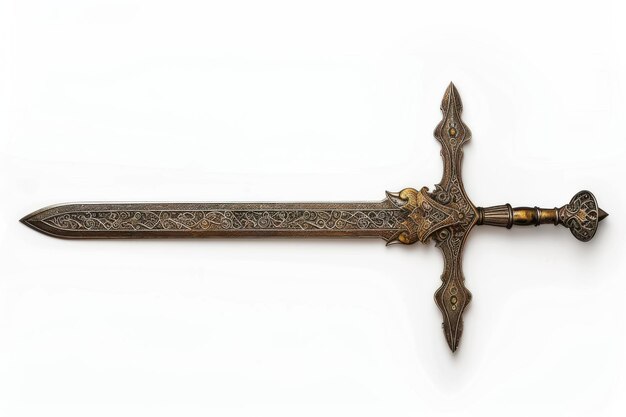 Photo ornate sword isolated in transparent background