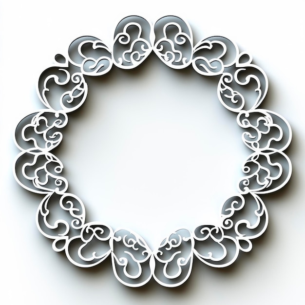 Ornate White Decorative Frame with Swirls and Curves