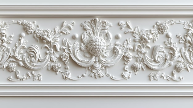 Photo ornate white floral molding design