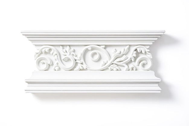 Photo ornate white molding with floral detail