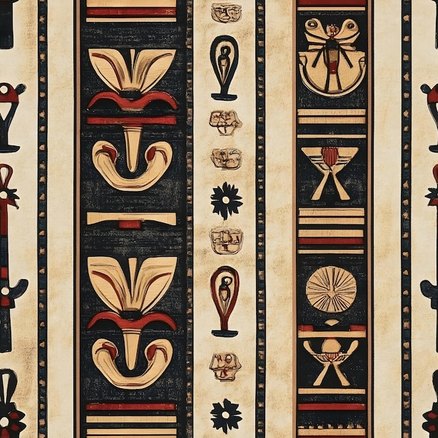 Photo ornately stylized ankh motifs in ancient egyptian inspired wallpaper design