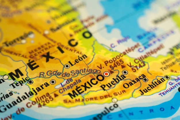 Orographic map of central Mexico With references in Spanish Concept of cartography travel tourism geography Differential focus