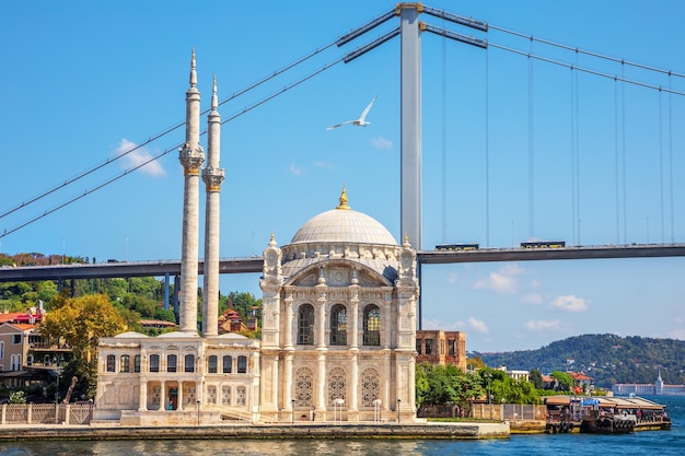 Ortakoy Mosque and the Bosphorus Bridge on the background Istanbul Turkey