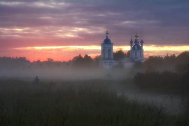 Orthodox church at the sunrise