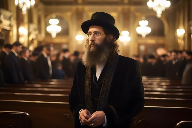 Orthodox Jew reads prayers in the temple Neural network AI generated