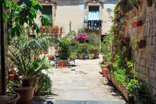 Ortigia street view Syracuse Sicily Italy