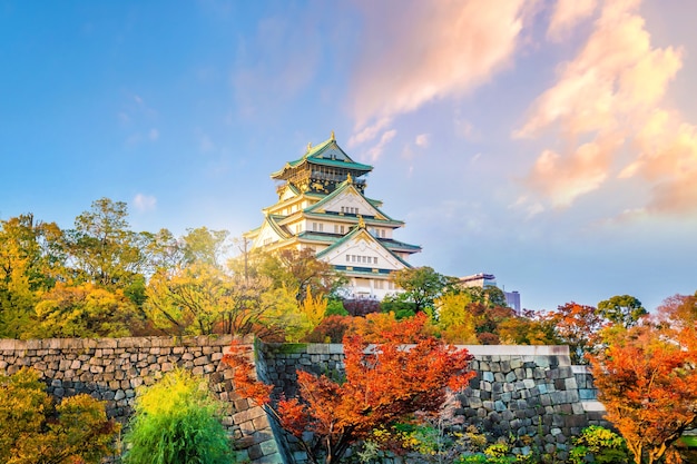 Osaka Castle in Osaka, Japan in autumn