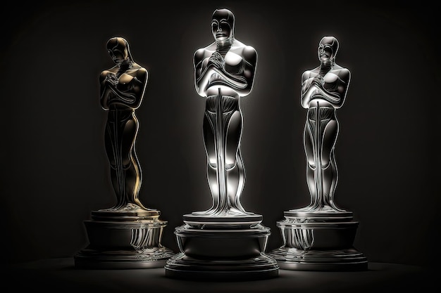 Oscar statuettes for the best offspring of culture this year Oscar day Gala Best Actor Movie in the World Golden Oscar Hollywood Golden Oscar Academy Generative of AI