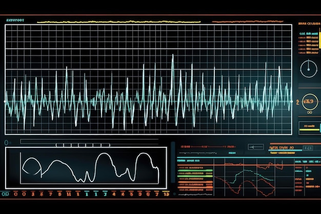 Photo oscilloscope waveform on its screen generative ai