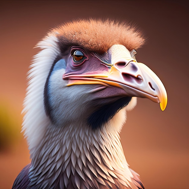 Ostrich bird head and neck front portrait Wild african animal Postprocessed