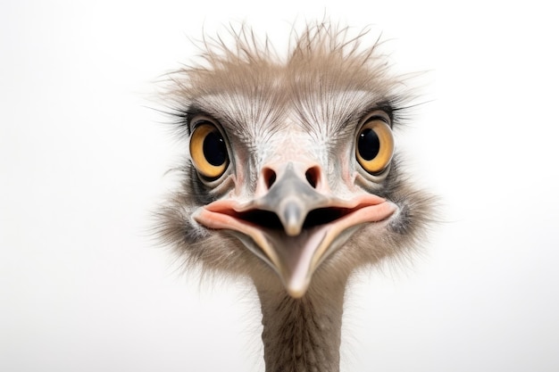 Ostrich head on a white background Closeup