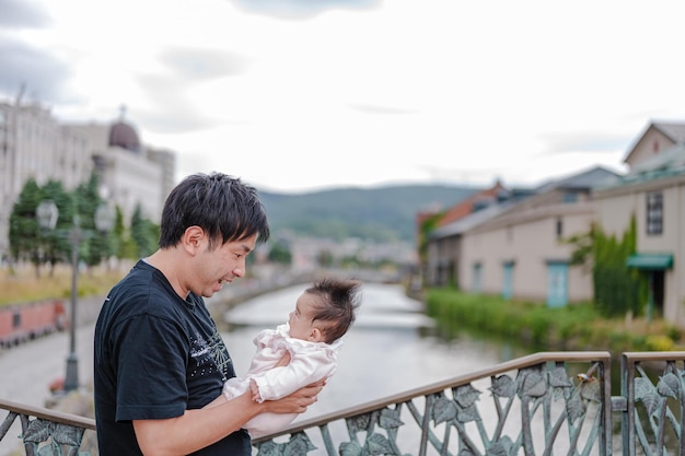 Otaru Canal and parent and child