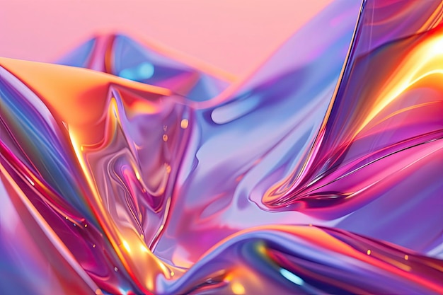 Otherworldly 3D Abstract Art Metallic and Holographic Fusion AI Generated