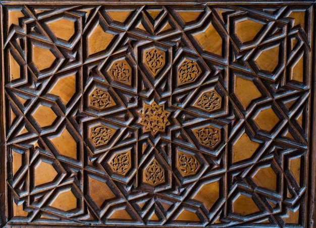 Ottoman art with geometric patterns on wood