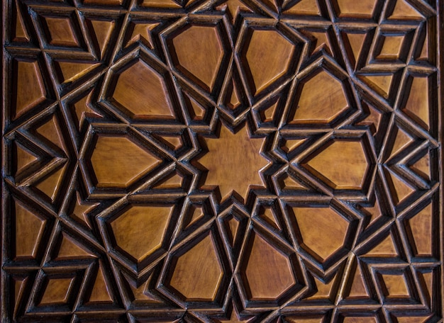 Ottoman Turkish art with geometric patterns on wood