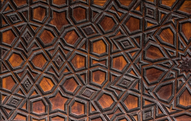 Ottoman Turkish art with geometric patterns on wood