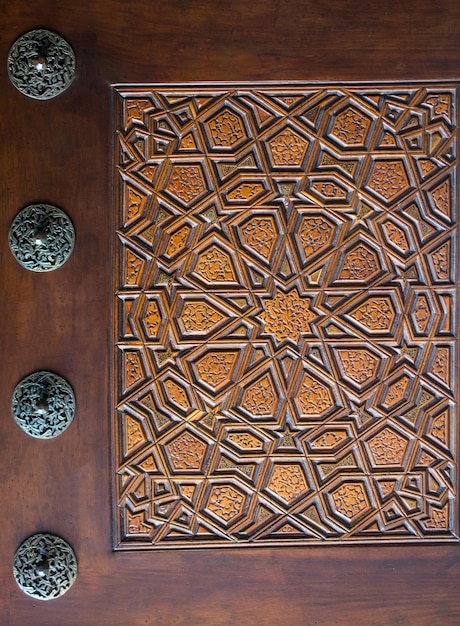 Ottoman Turkish art with geometric patterns on wood