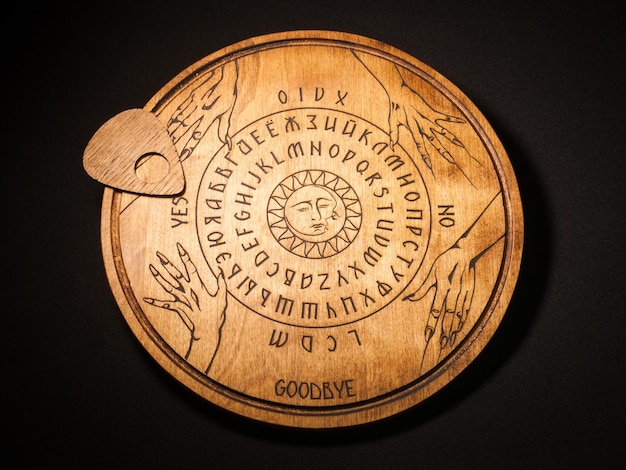 Ouija Board yellow on a black background