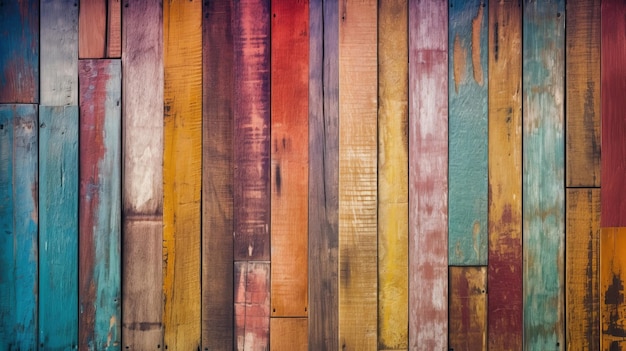 Out of date grungy colorful wood foundation AI Generated