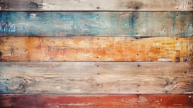 Out of date grungy colorful wood foundation AI Generated