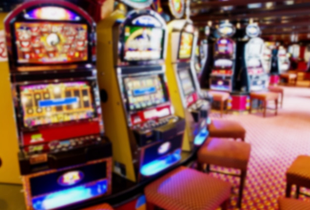 Out of focus / blurred slot machines in a casino