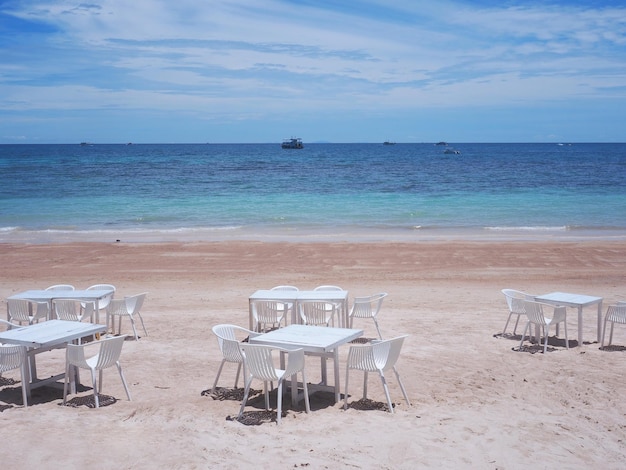 Outdoor cafe on summer beach