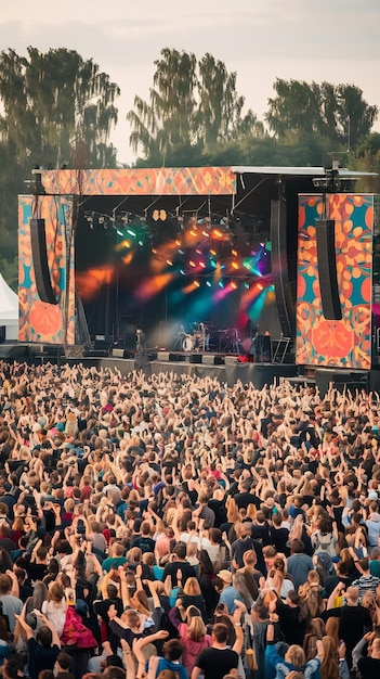 Photo outdoor concert crowd at glastonbury music festival